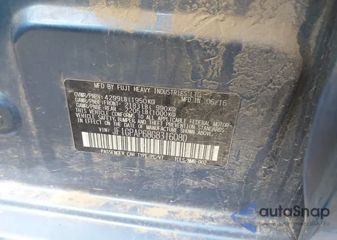 2016 Subaru Impreza 2.0I Sport Premium z USA, uszkodzony, nr VIN JF1GPAP68G8316080